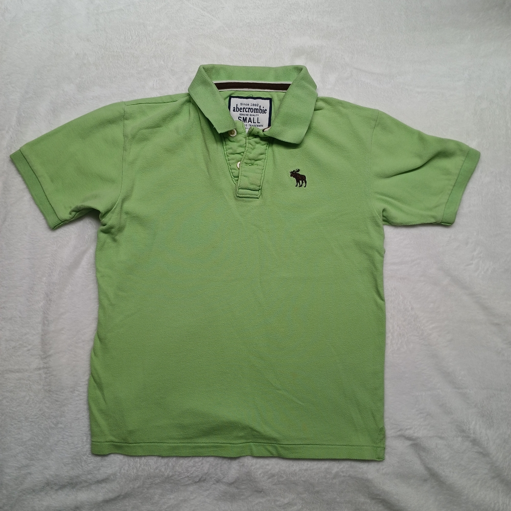 Abercrombie Polo Shirt kids Small Green Muscle Embroidered Y2K